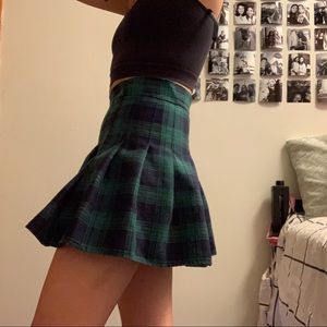 Green and blue plaid tennis skirt